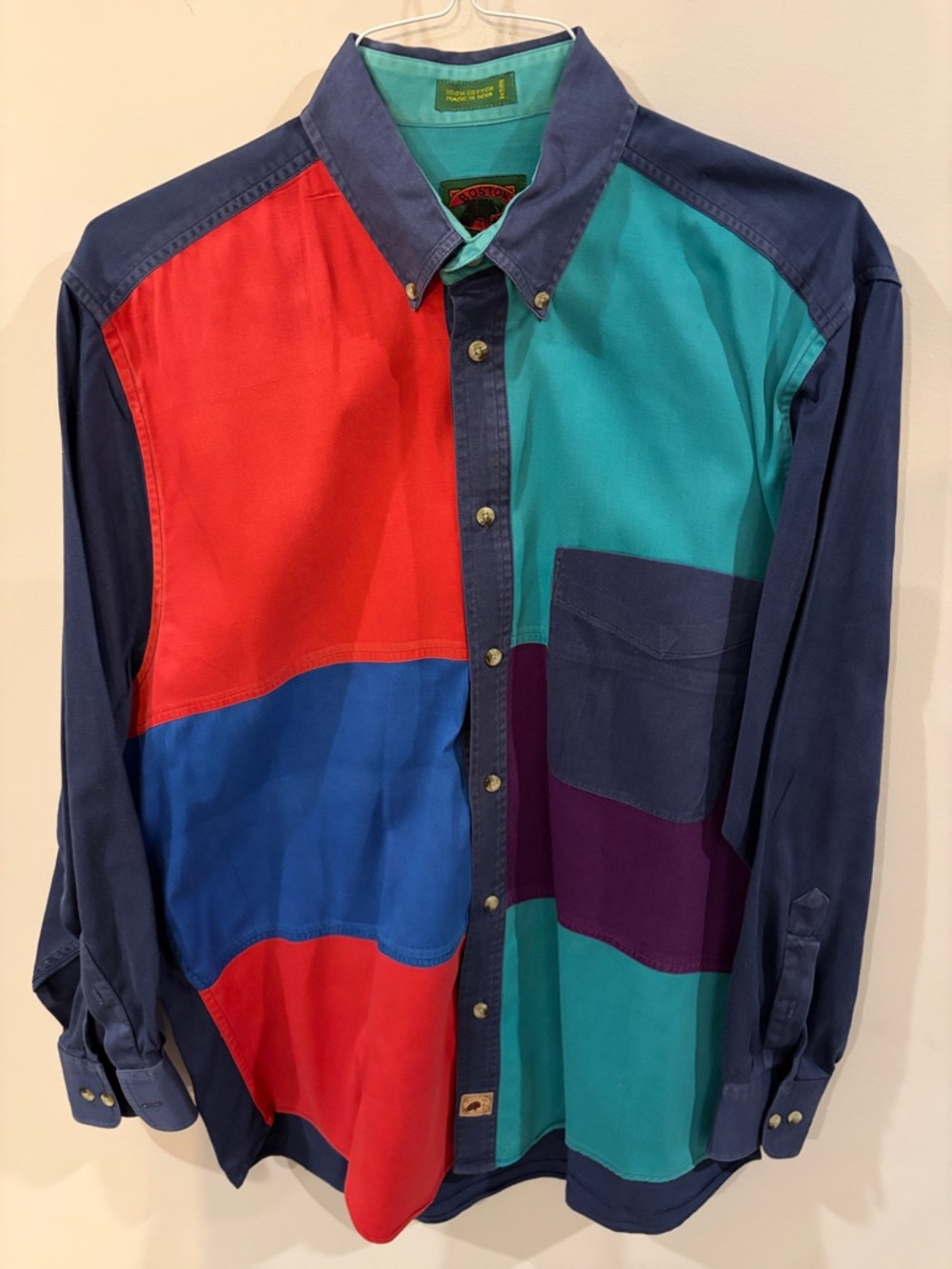 Boston Traders Colorblock Button-Down Dress Shirt Men's L